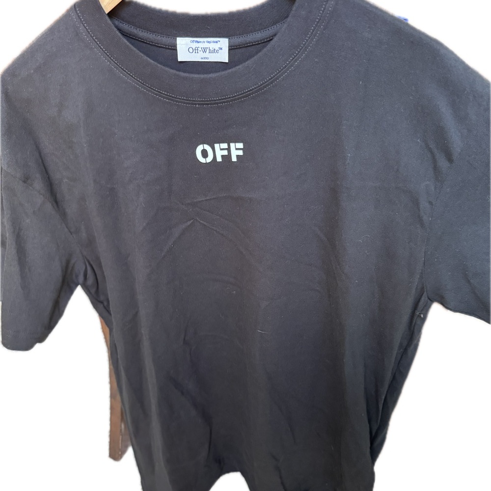 Off-White Black Short Sleeve Tee Minimalist Design Size M - READ DESCRIPTION